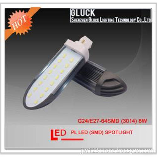 700-800lm Plug SMD LED Spotlight G24/E27-64SMD (3014)